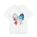 Patriotic Star-Spangled Bow T-Shirt — Red White Blue Ribbon Tee
